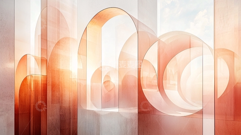 高清大图下载【趣麦麦图】抽象橙色拱门建筑