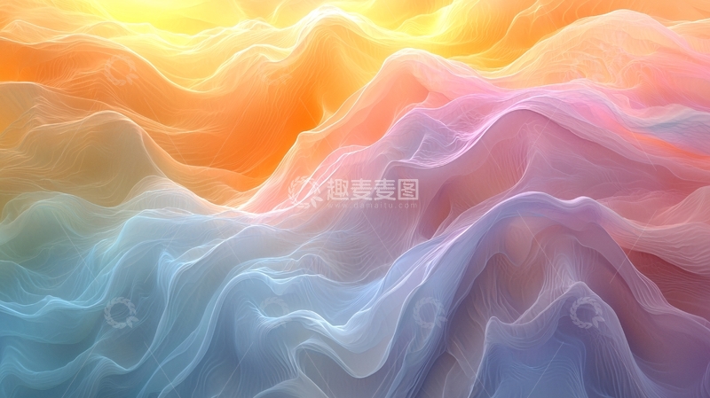 高清大图下载【趣麦麦图】彩虹色轻柔薄纱