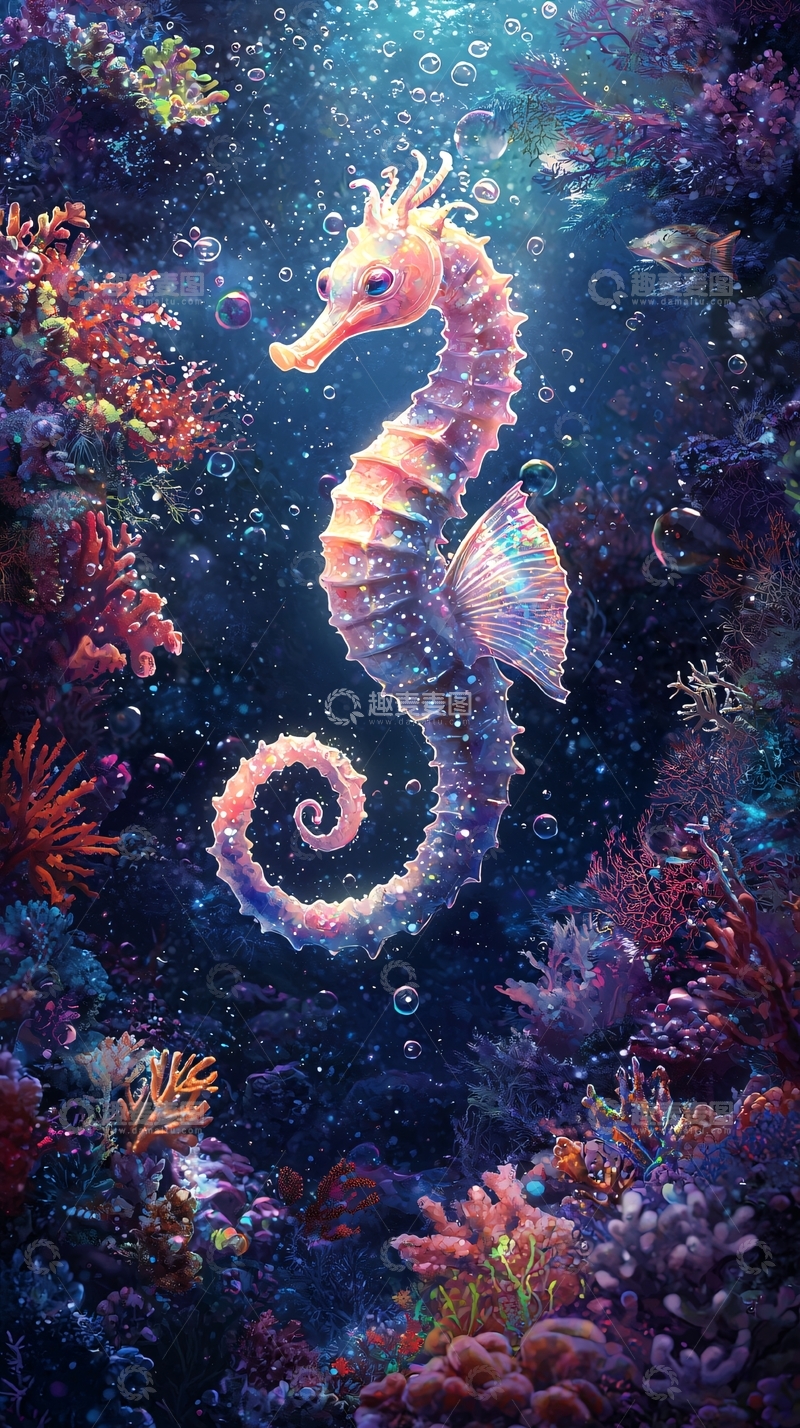 高清大图下载【趣麦麦图】水中梦幻海马