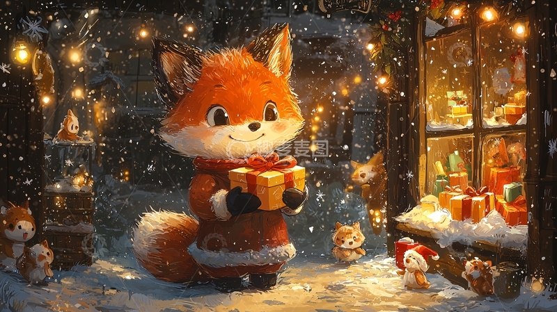 高清大图下载【趣麦麦图】圣诞狐狸