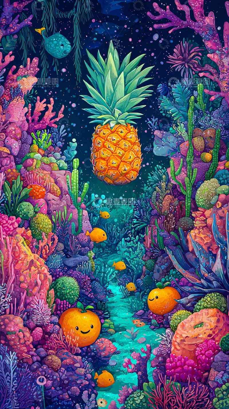 高清大图下载【趣麦麦图】梦幻海底菠萝