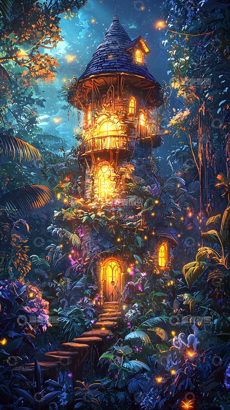 高清大图下载【趣麦麦图】森林魔法塔