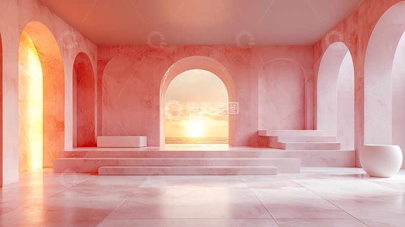 高清大图下载【趣麦麦图】粉色拱门室内场景