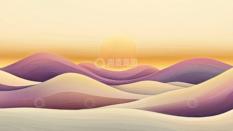高清大图下载【趣麦麦图】日落山峦剪影