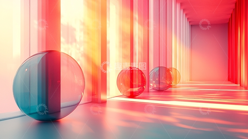 高清大图下载【趣麦麦图】红色光线走廊