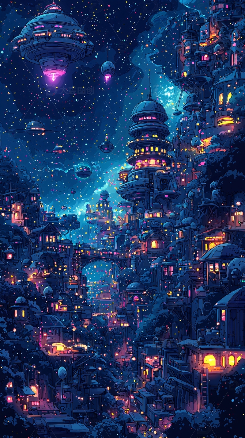 高清大图下载【趣麦麦图】星空城市
