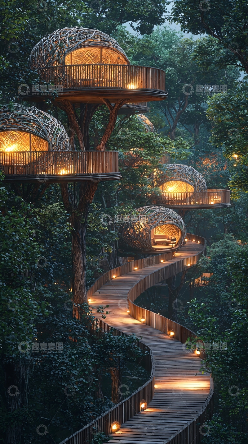 高清大图下载【趣麦麦图】树顶小屋