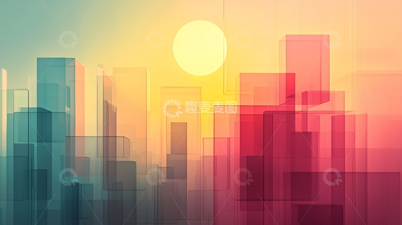 高清大图下载【趣麦麦图】日出城市剪影