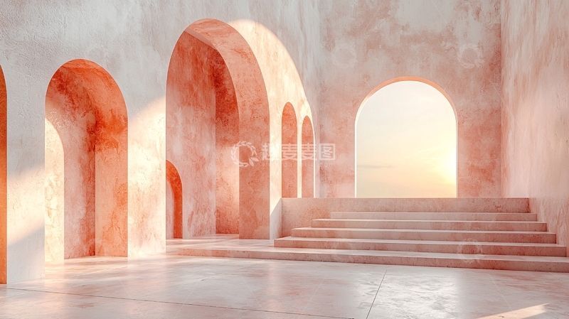 高清大图下载【趣麦麦图】粉色拱门建筑