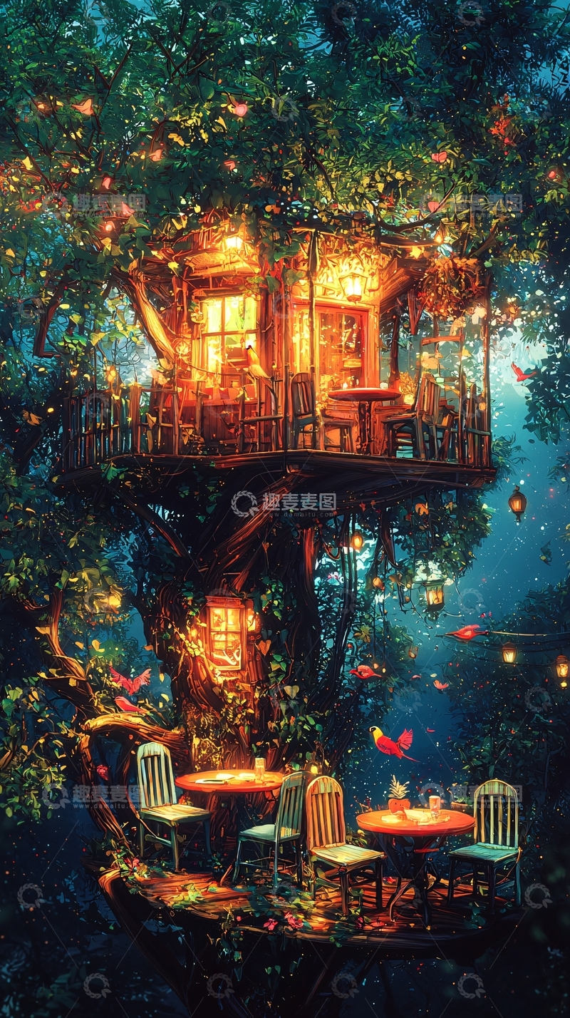 高清大图下载【趣麦麦图】梦幻树屋