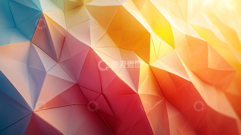 高清大图下载【趣麦麦图】彩色几何多面体背景