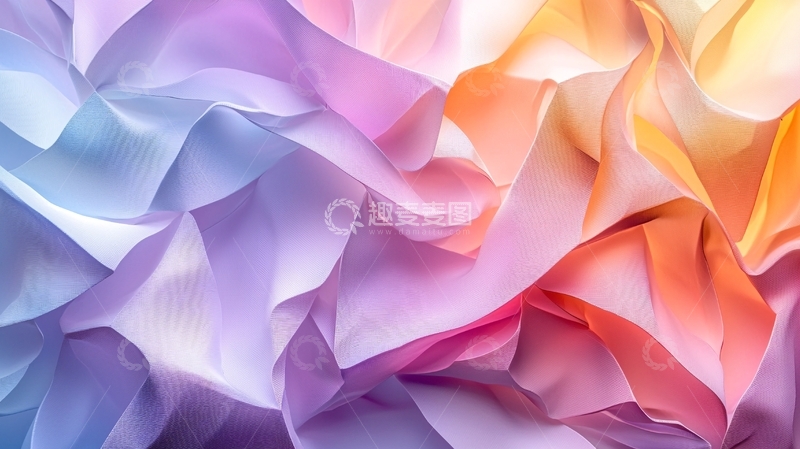 高清大图下载【趣麦麦图】彩虹色丝绸褶皱质感