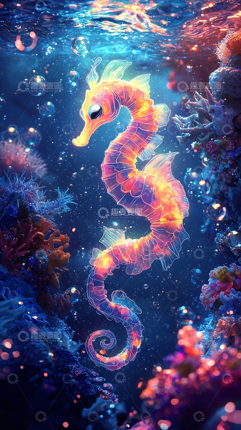 高清大图下载【趣麦麦图】梦幻海马