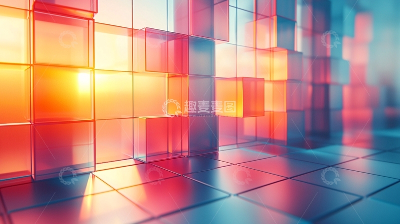 高清大图下载【趣麦麦图】光影玻璃方块墙
