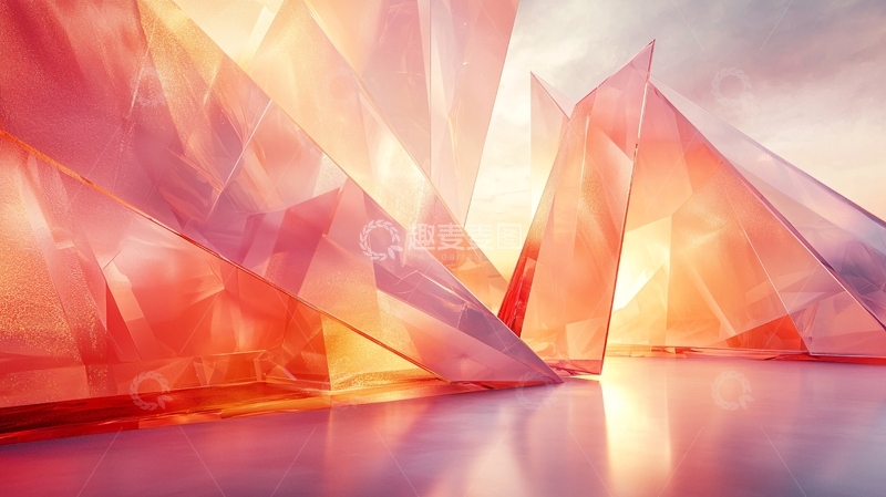 高清大图下载【趣麦麦图】抽象红色晶体结构