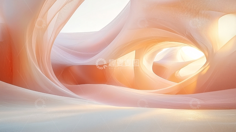 高清大图下载【趣麦麦图】柔和光线下的粉色抽象洞穴