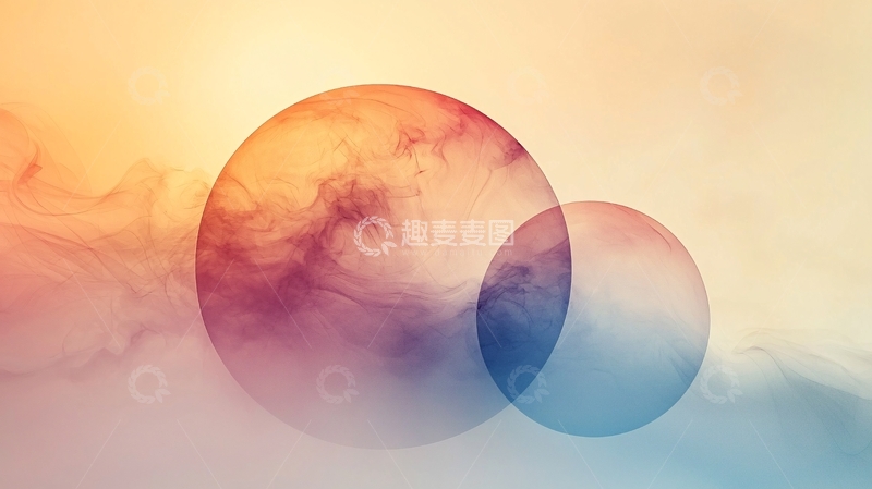 高清大图下载【趣麦麦图】彩色烟雾背景下的圆形光晕