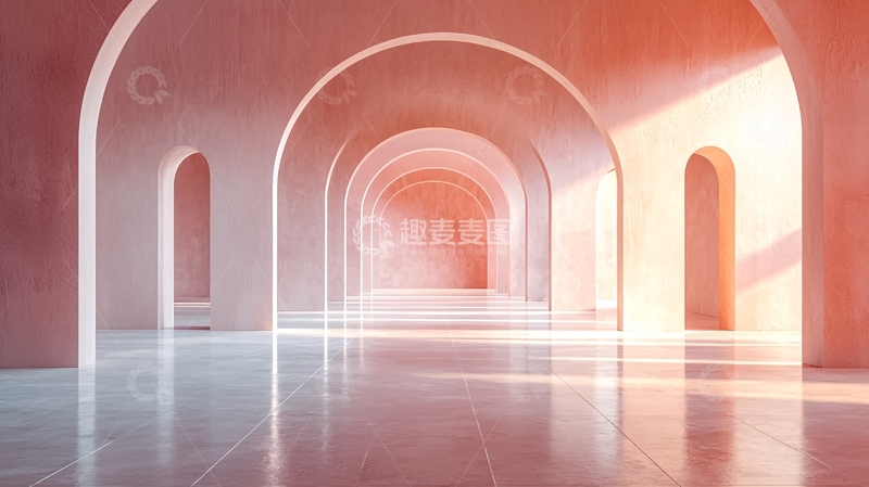 高清大图下载【趣麦麦图】粉色拱形走廊