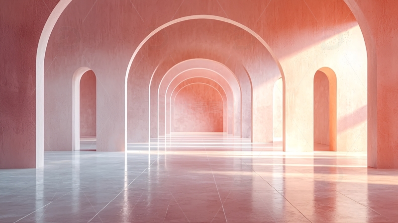 高清大图下载【趣麦麦图】粉色拱形走廊