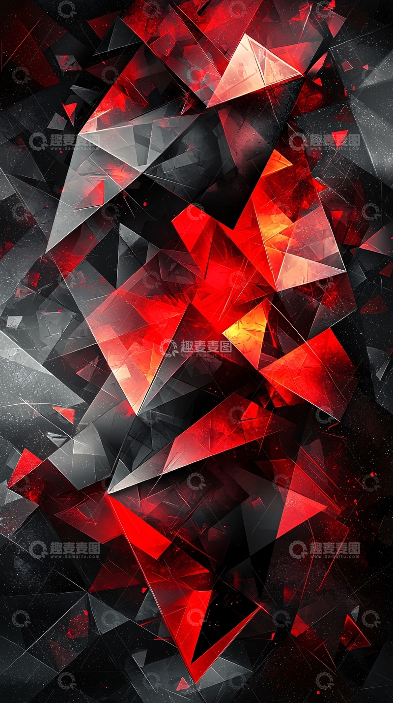 高清大图下载【趣麦麦图】红黑几何抽象