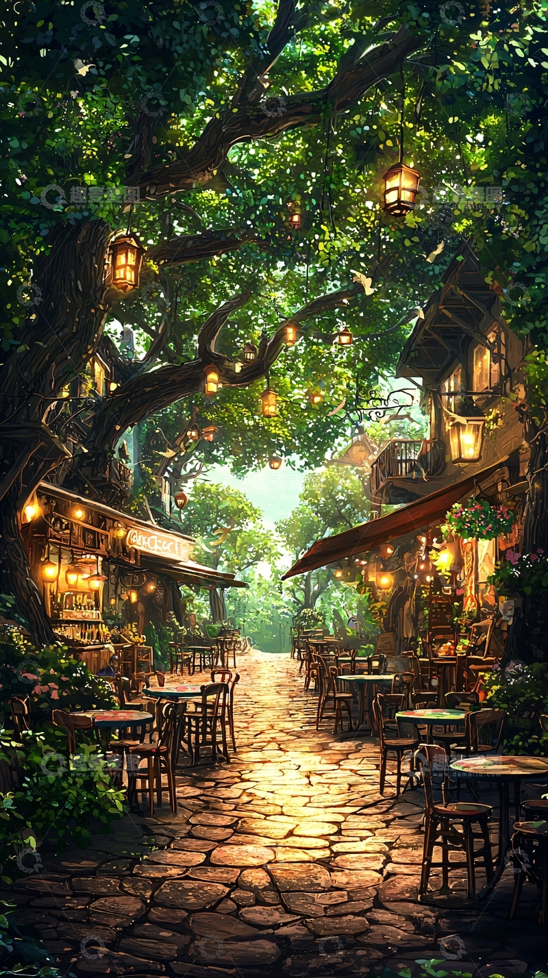 高清大图下载【趣麦麦图】绿荫小路梦幻街景