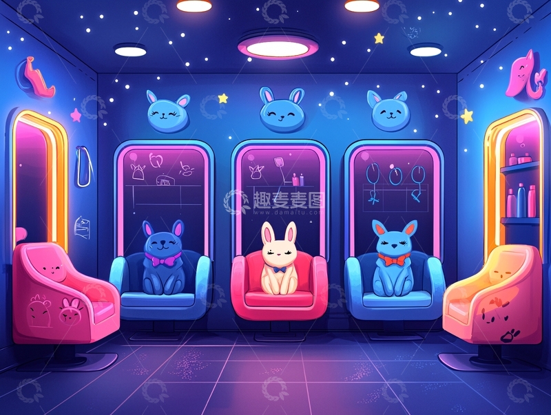 高清大图下载【趣麦麦图】卡通兔子主题房间