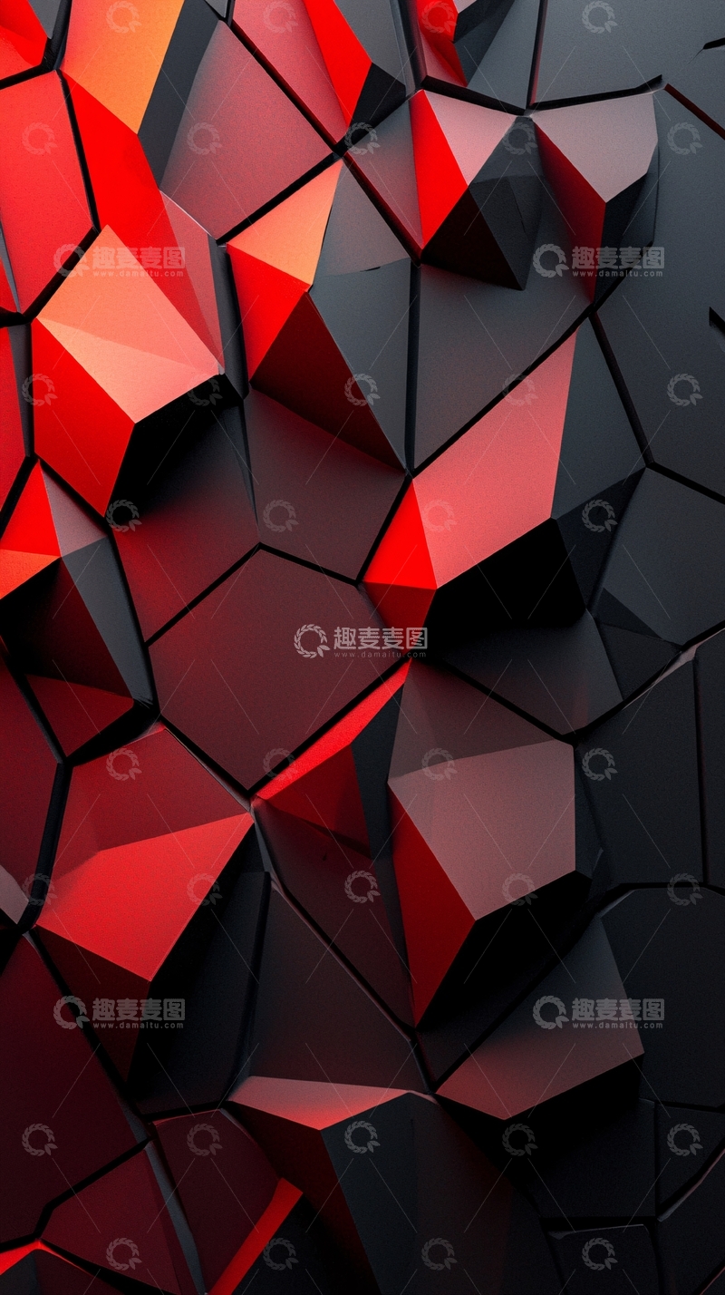 高清大图下载【趣麦麦图】红黑几何抽象背景