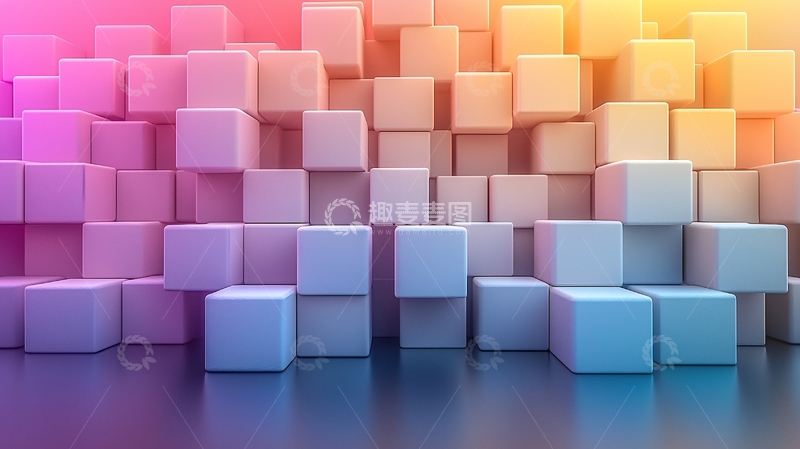高清大图下载【趣麦麦图】彩色立方体背景3