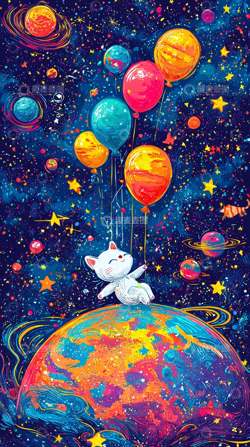高清大图下载【趣麦麦图】宇宙猫咪