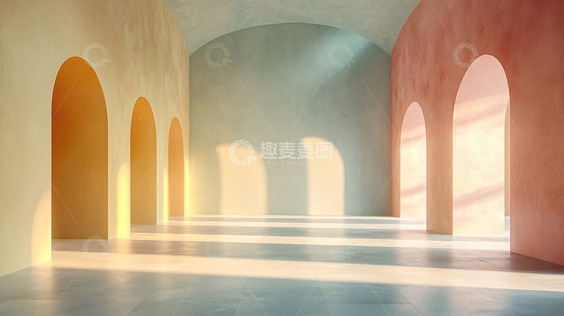 高清大图下载【趣麦麦图】彩色拱形长廊