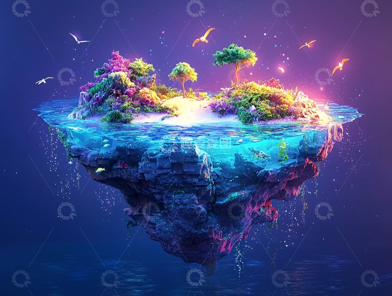 高清大图下载【趣麦麦图】漂浮岛屿