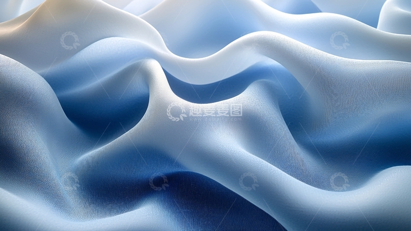 高清大图下载【趣麦麦图】蓝色丝绸质感褶皱