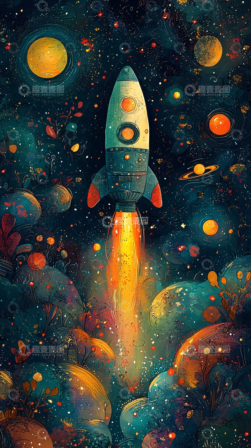 高清大图下载【趣麦麦图】宇宙飞船发射升空