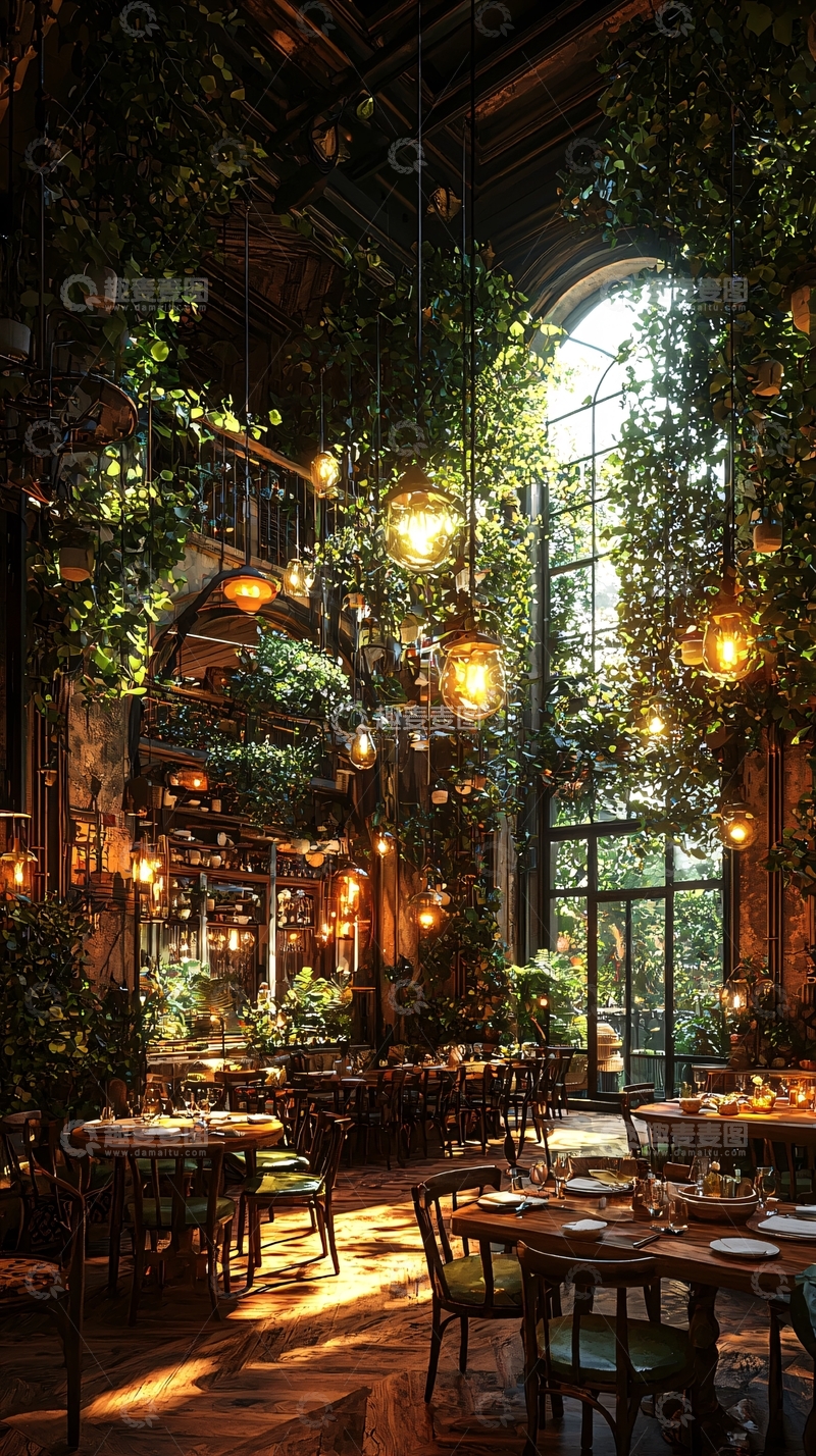 高清大图下载【趣麦麦图】室内植物餐厅