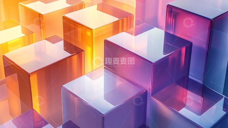 高清大图下载【趣麦麦图】彩色透明立方体