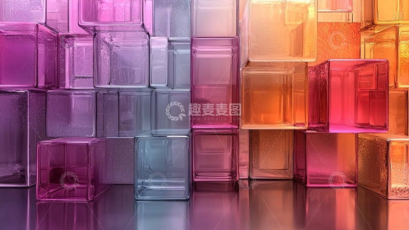 高清大图下载【趣麦麦图】彩色玻璃方块堆叠