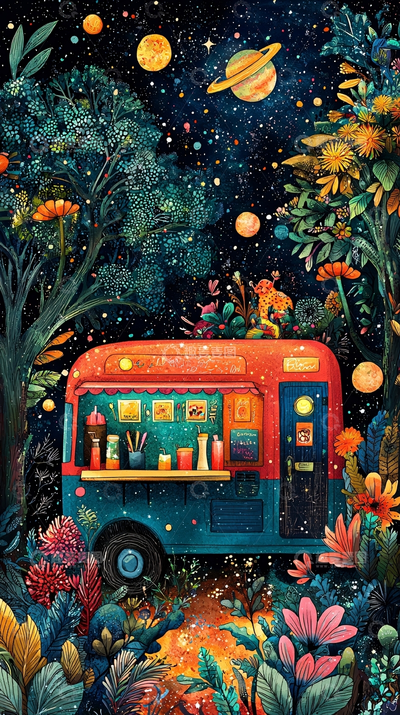 高清大图下载【趣麦麦图】星空森林小卖部