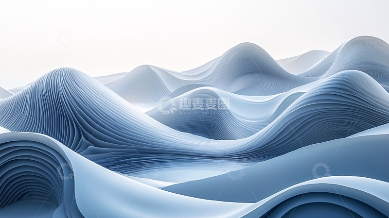 高清大图下载【趣麦麦图】抽象蓝色山峦