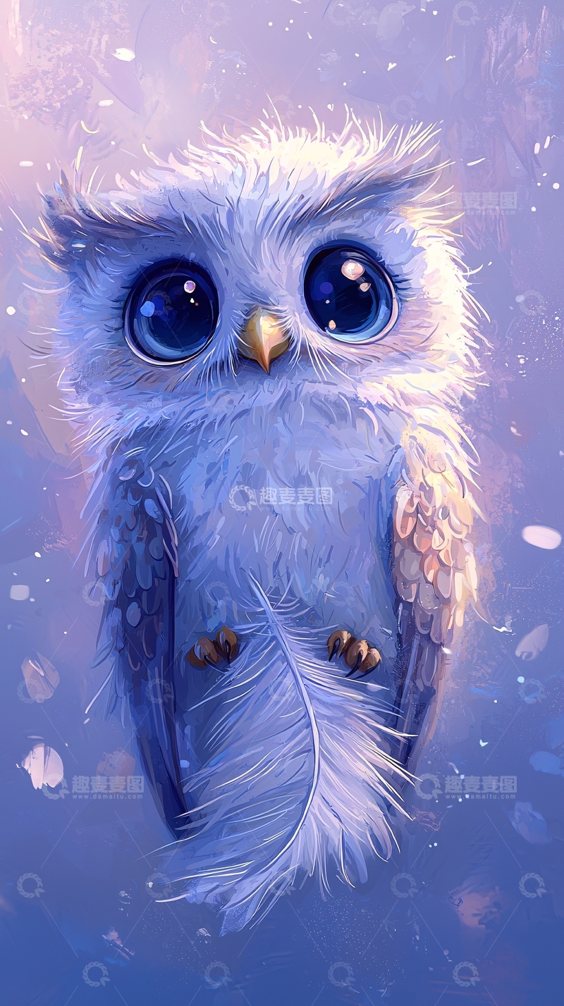 高清大图下载【趣麦麦图】可爱的白色小猫头鹰