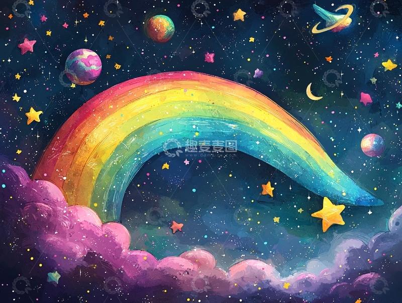 高清大图下载【趣麦麦图】星空彩虹