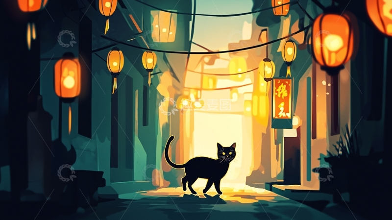 高清大图下载【趣麦麦图】黑猫