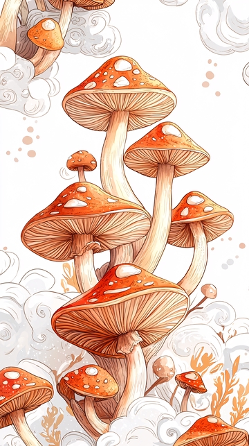 手绘蘑菇