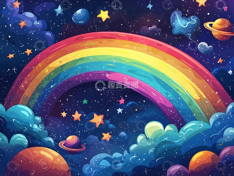 高清大图下载【趣麦麦图】梦幻星空彩虹宇宙星云