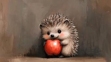 可爱的小刺猬吃苹果