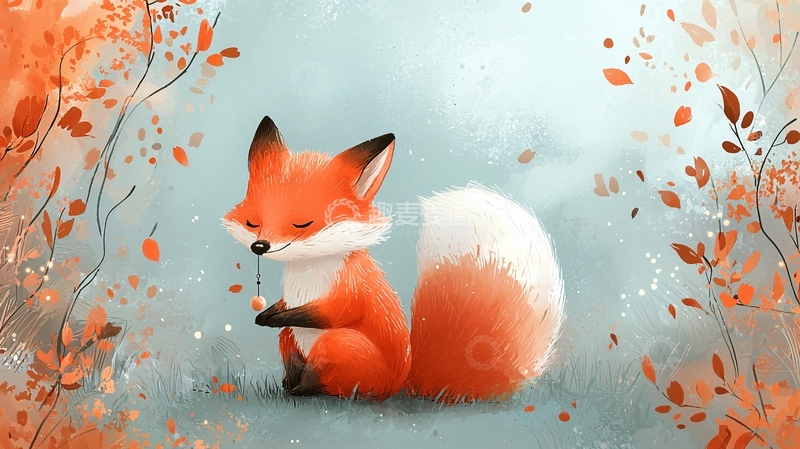 高清大图下载【趣麦麦图】秋日森林里的小狐狸