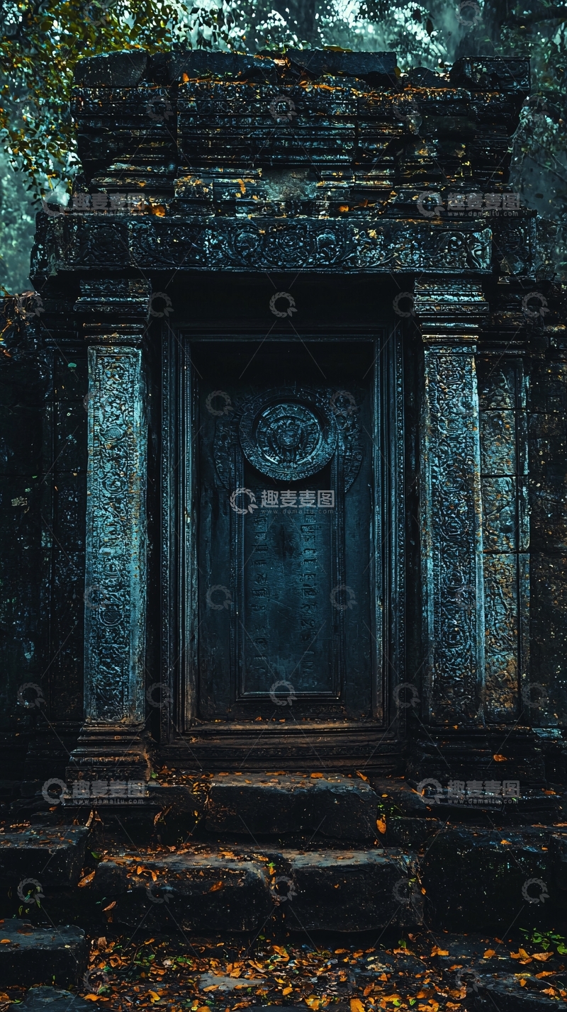 高清大图下载【趣麦麦图】古寺石门