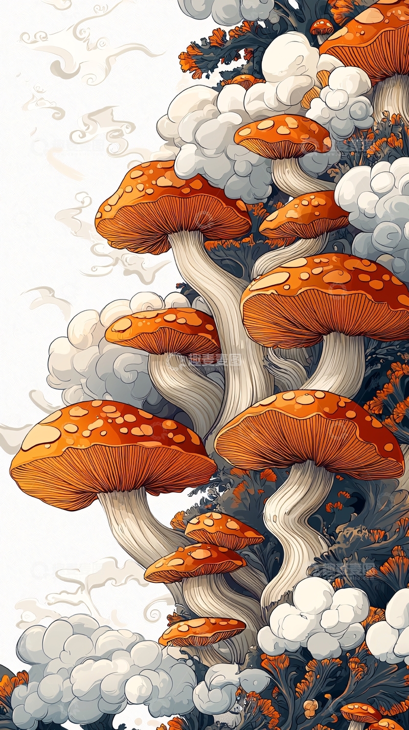 高清大图下载【趣麦麦图】卡通风格的蘑菇