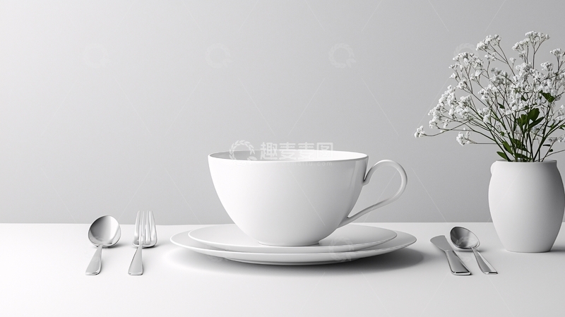 高清大图下载【趣麦麦图】简约白瓷茶杯套装