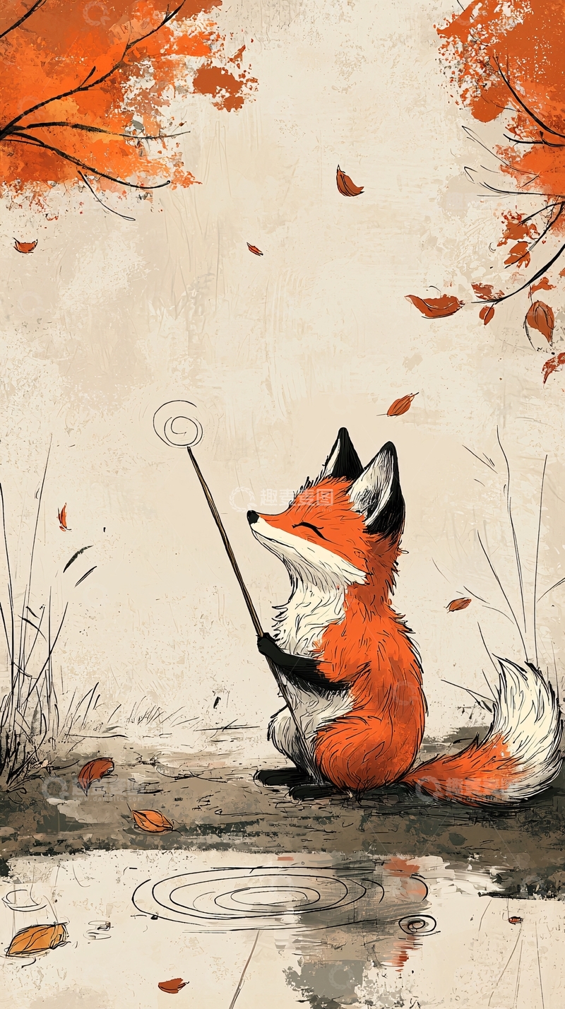 高清大图下载【趣麦麦图】秋天小狐狸
