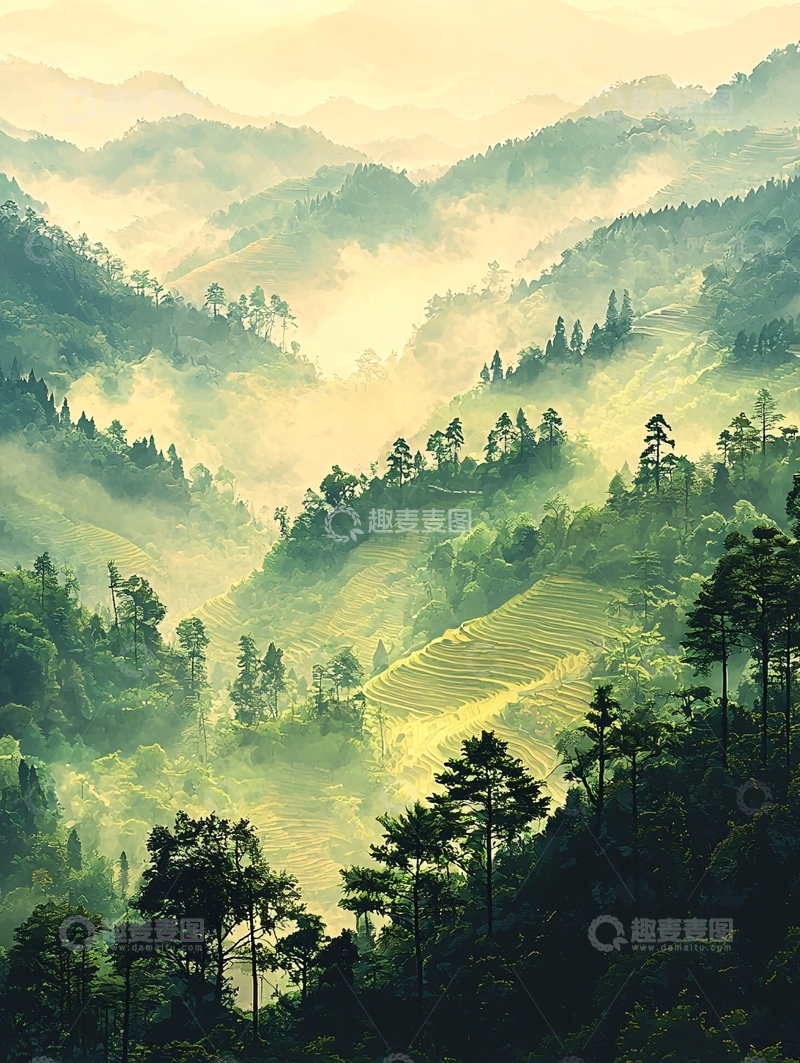 高清大图下载【趣麦麦图】郁郁葱葱的山峦